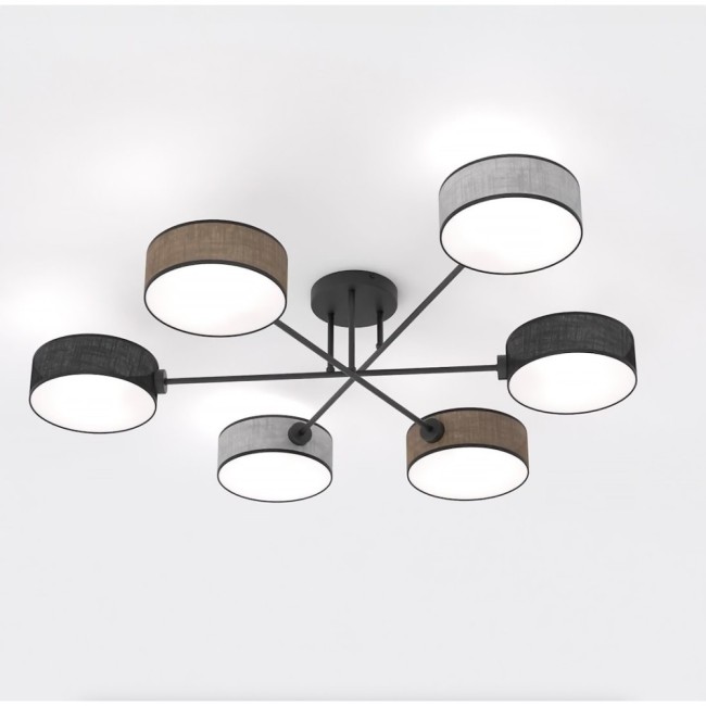 Lorix black+brown+gray ceiling lamp (6 lights)