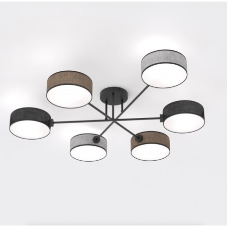 Lorix black+brown+gray ceiling lamp (6 lights)