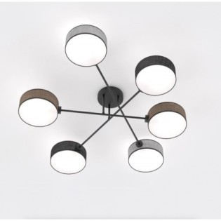 Lorix black+brown+gray ceiling lamp (6 lights)