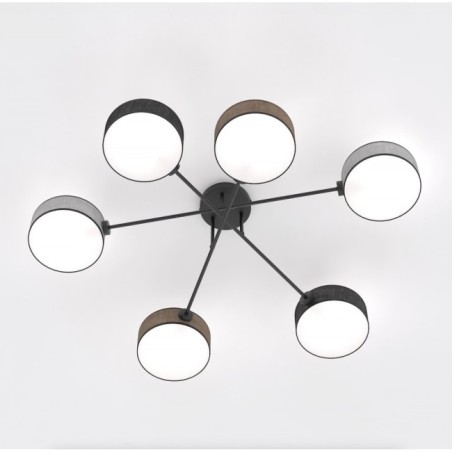 Lorix black+brown+gray ceiling lamp (6 lights)