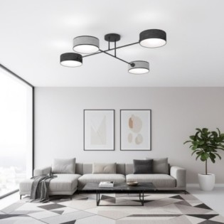 Lorix black and gray ceiling lamp (4 lights)