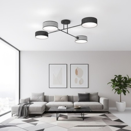 Lorix black and gray ceiling lamp (4 lights)