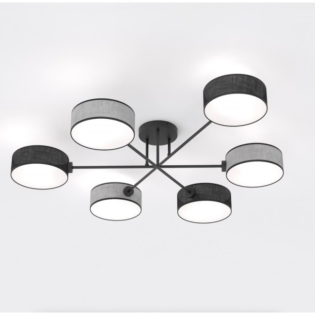 Lorix black and gray ceiling lamp (6 lights)