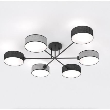 Lorix black and gray ceiling lamp (6 lights)