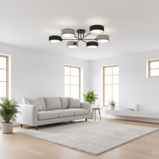 Lorix black and gray ceiling lamp (6 lights)