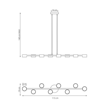 Solvi black pendant lamp (8 lights)