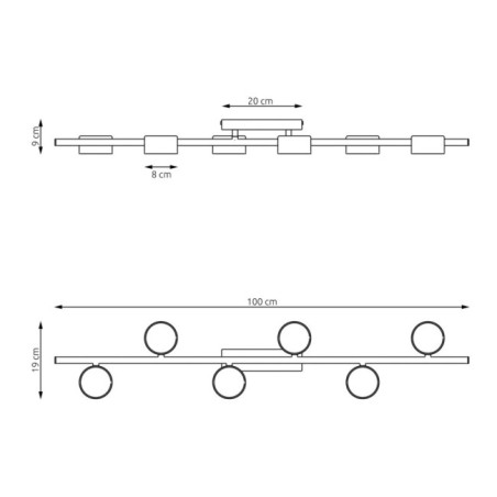 Kelmi black ceiling lamp (6 lights)