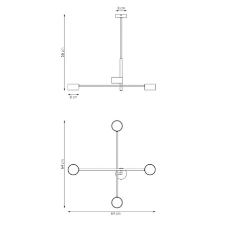 Feru black ceiling lamp (4 lights)