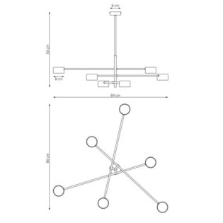 Feru black ceiling lamp (6 lights)