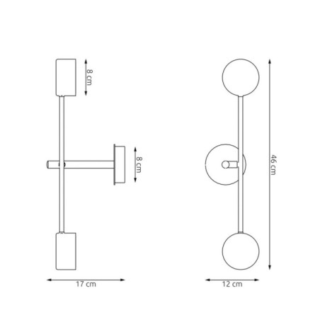 Aplique de pared Feru negro (2 luces)