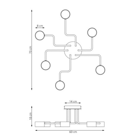 Xuli black ceiling lamp (6 lights)