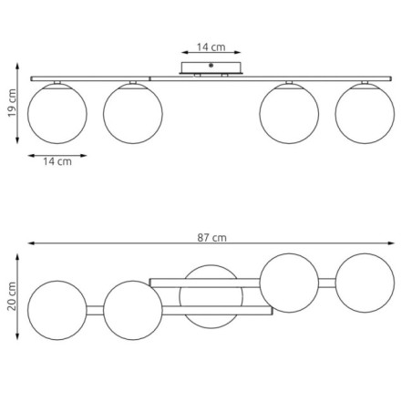 Lámpara de techo Dremo grafito (4 luces)
