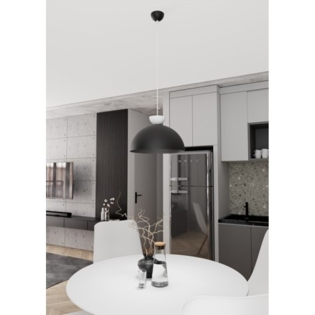 Lámpara colgante Varel L negro+blanco