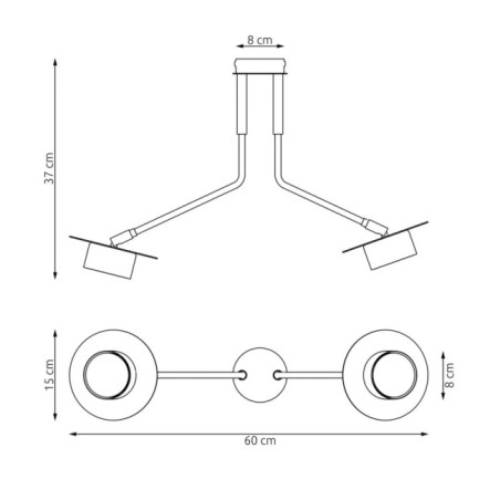 Lámpara de techo Tevra negro (2 luces)