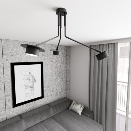 Lámpara de techo Tevra negro (3 luces)