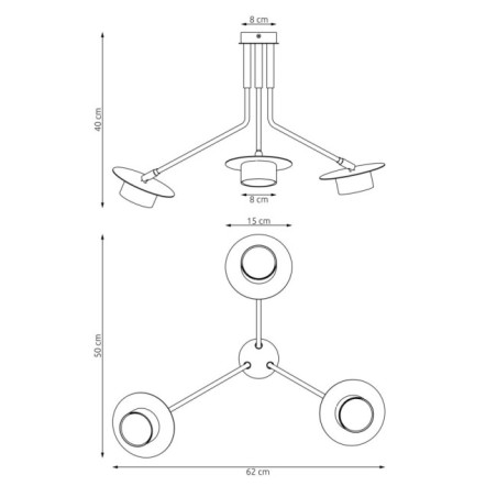 Lámpara de techo Tevra negro (3 luces)