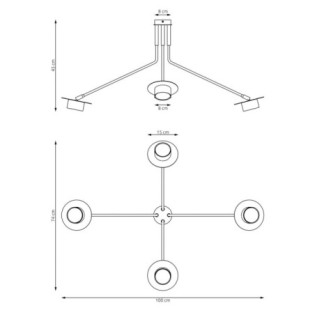 Lámpara de techo Tevra negro (4 luces)