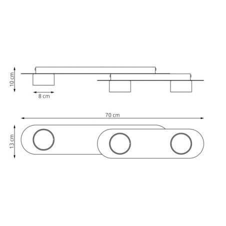 Lámpara de techo Romax negro (3 luces)