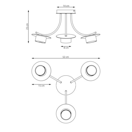 Lámpara de techo Daxi negro (3 luces)