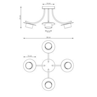 Lámpara de techo Daxi negro (4 luces)