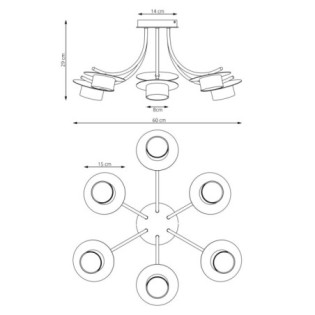 Lámpara de techo Daxi negro (6 luces)