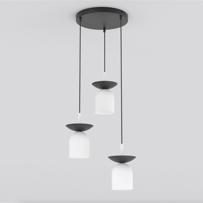 Lámpara colgante Lorenza II blanco+negro (3 luces)