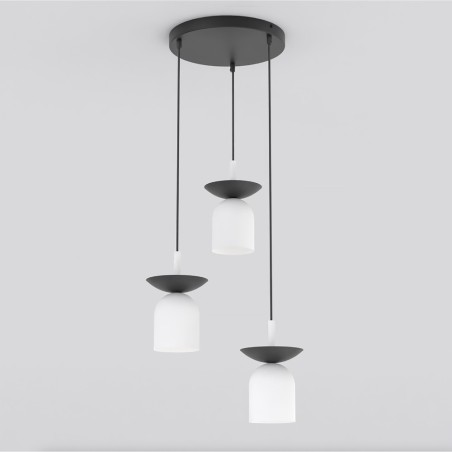 Lámpara colgante Lorenza II blanco+negro (3 luces)