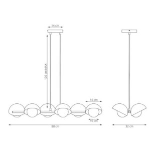 Lámpara colgante Nordessa moka (6 luces)