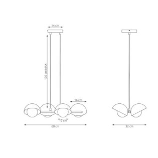 Lámpara colgante Nordessa naranja (4 luces)