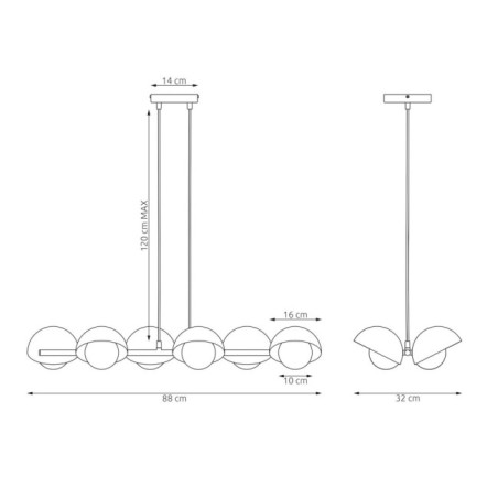 Lámpara colgante Nordessa naranja (6 luces)