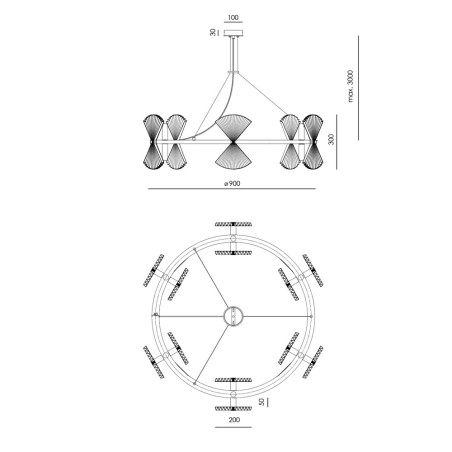 Lámpara colgante Hita (12 luces)