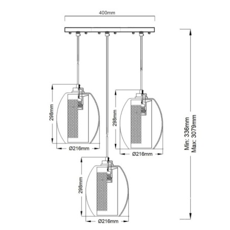 Lámpara de techo Asher II (3 luces)