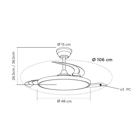 LED fan with retractable blades Cookie CCT Dim (60W)