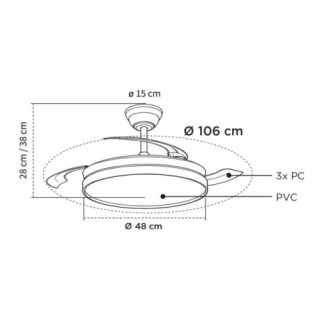 Ventilador LED aspas retráctiles Charly Evo CCT Dim (60W)