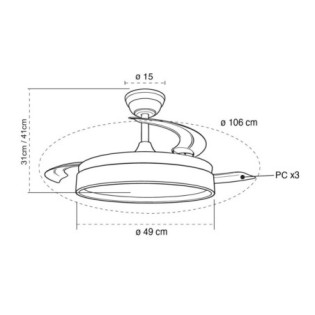 Ventilador LED aspas retráctiles Glow Evo CCT Dim (60W)