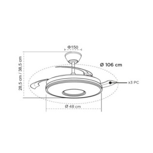 LED fan with retractable blades Bond CCT Dim (48W)