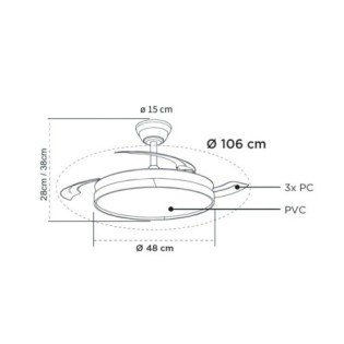 LED fan with retractable blades Ecoro CCT Dim (48W)