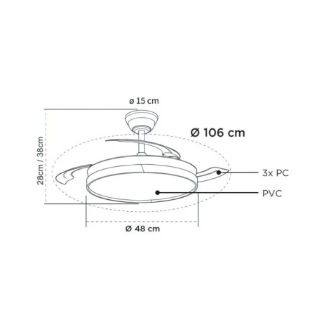 LED fan with retractable blades Ecoro CCT Dim (48W)