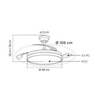 Ventilador LED aspas retráctiles Paneco CCT Dim (48W)
