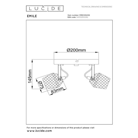 Regleta de techo Emile (2 luces)