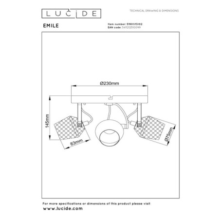 ceiling flush light Emile (3 lights)
