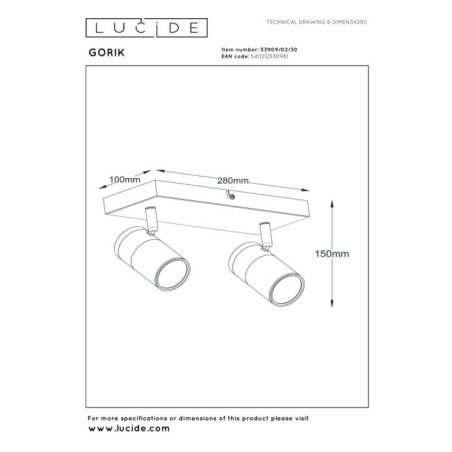 Regleta de techo Gorik (2 luces)