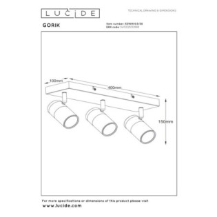 Regleta de techo Gorik (3 luces)
