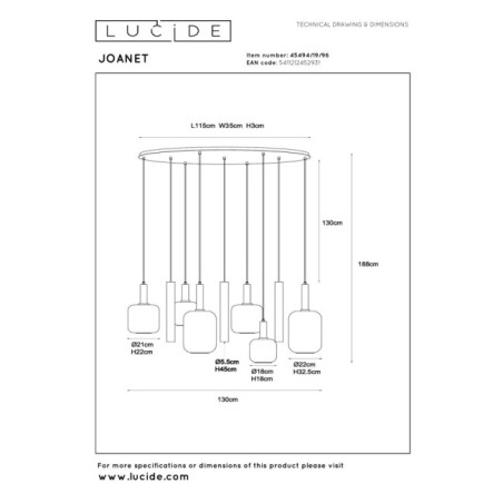 Joanet pendant lamp (6 lights)