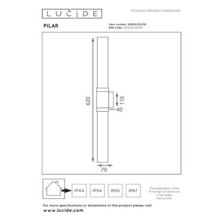 Outdoor Wall Light Column (2 Lights)