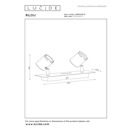 Regleta de techo Rilou (2 luces)