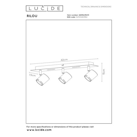 Regleta de techo Rilou (3 luces)