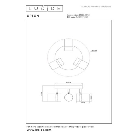 Regleta de techo Upton (3 luces)