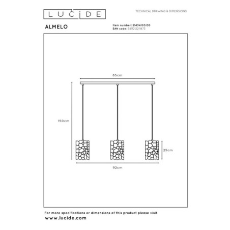 Lámpara colgante Almelo I (3 luces)