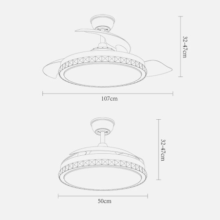 Biliku Led-Ventilator mit klappbaren Flügeln (72W)